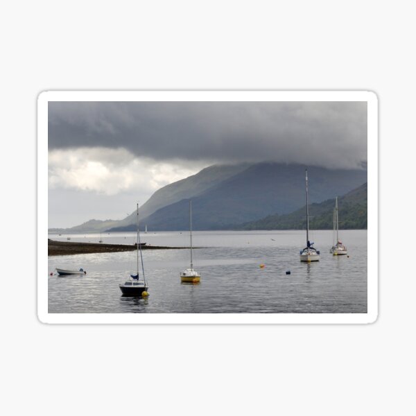 Boats moored in the harbour at Fort William, Scotland Sticker