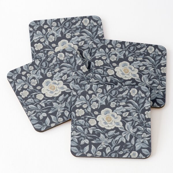 Item preview, Blue and White Flowers Faux Embroidery designed and sold by FlowerMeFlorals.