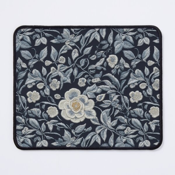 Item preview, Blue and White Flowers Faux Embroidery designed and sold by FlowerMeFlorals.