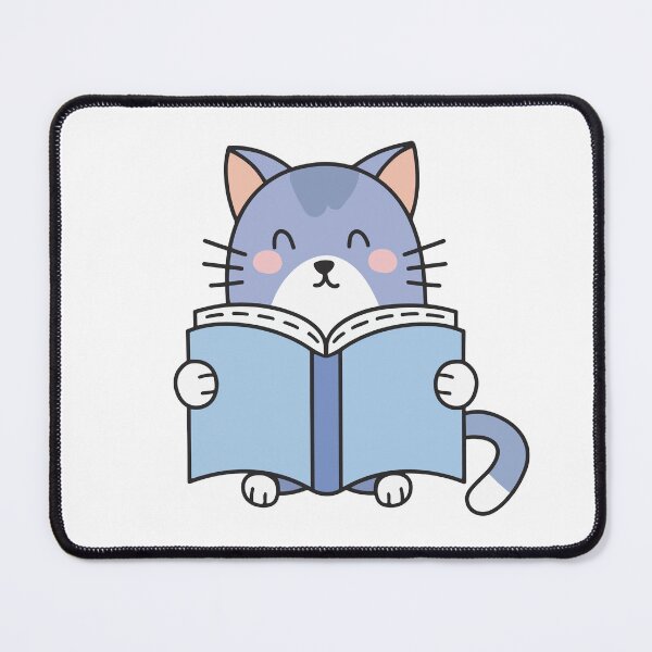 Item preview, Doodle illustration of a cat reading a book designed and sold by rasagamastore.
