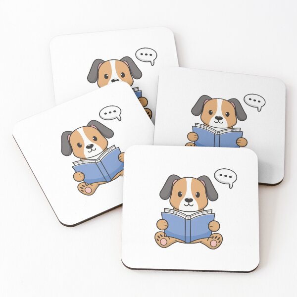 Item preview, Doodle illustration of a cute dog reading a book designed and sold by rasagamastore.