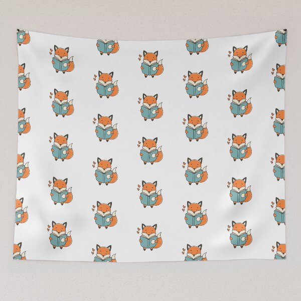 Item preview, Doodle illustration of a cute fox reading a book designed and sold by rasagamastore.