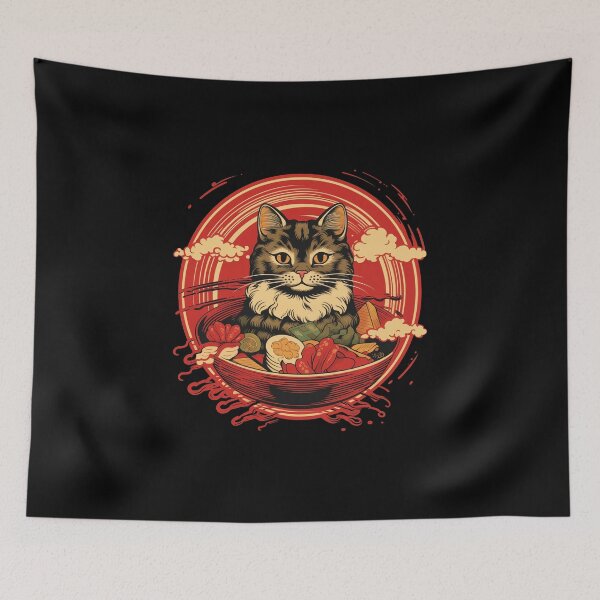 Item preview, Cute cat eating Ramen designed and sold by TeeTemptation.