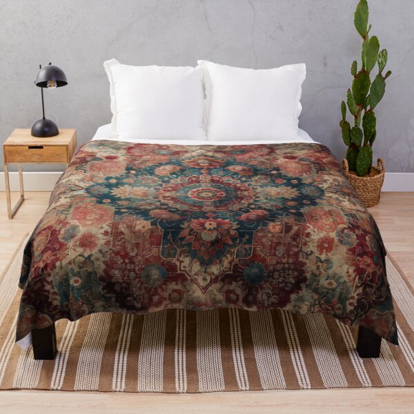 Item preview, Boho Vintage Oriental Rug: Distressed Floral and Geometric Design designed and sold by Octavia Soldani.