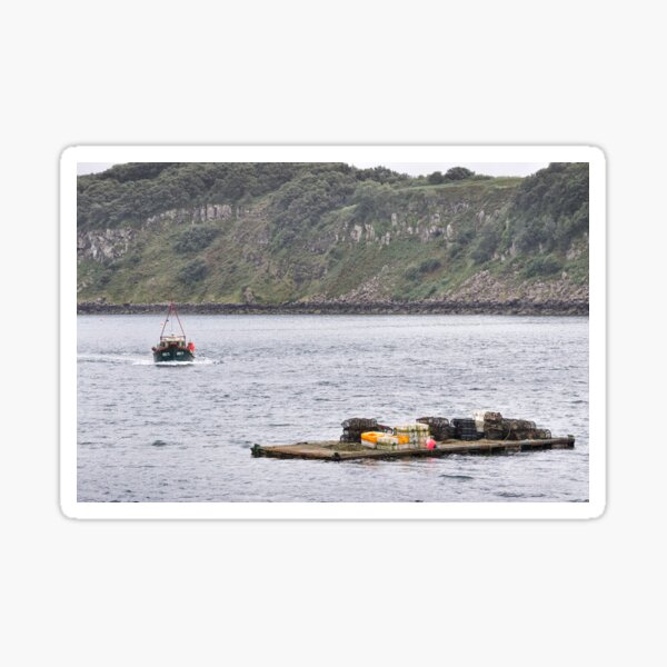 Picking up the pots - Portree Harbour, Isle of Skye Sticker