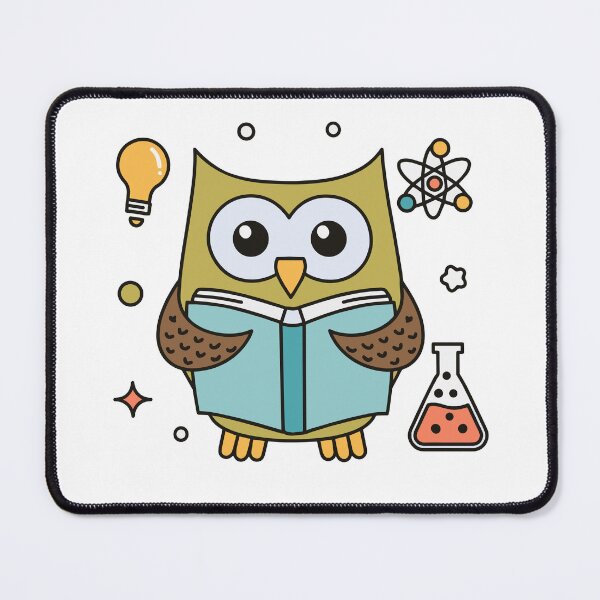 Item preview, cute owl reading a science textbook designed and sold by rasagamastore.