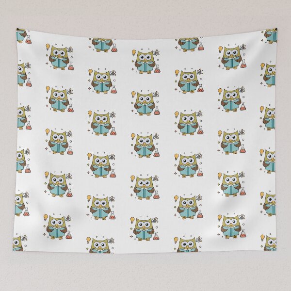 Item preview, cute owl reading a science textbook designed and sold by rasagamastore.