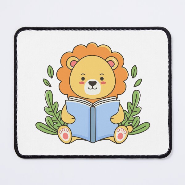 Item preview, Doodle of a cute lion reading a book designed and sold by rasagamastore.