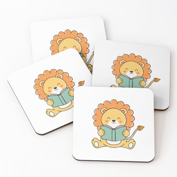 Item preview, Doodle of a cute lion reading a book designed and sold by rasagamastore.