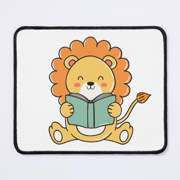 Item preview, Doodle of a cute lion reading a book designed and sold by rasagamastore.