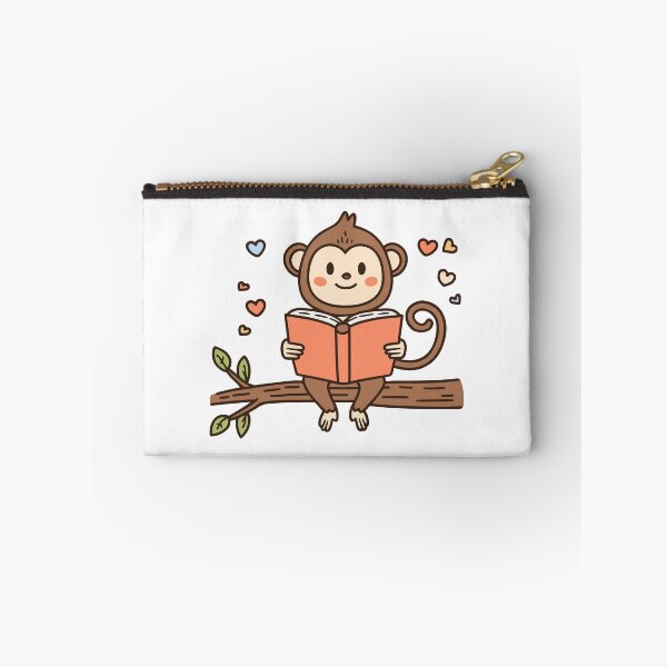 Item preview, cute monkey reading a book on a tree designed and sold by rasagamastore.