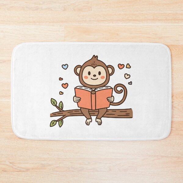 Item preview, cute monkey reading a book on a tree designed and sold by rasagamastore.