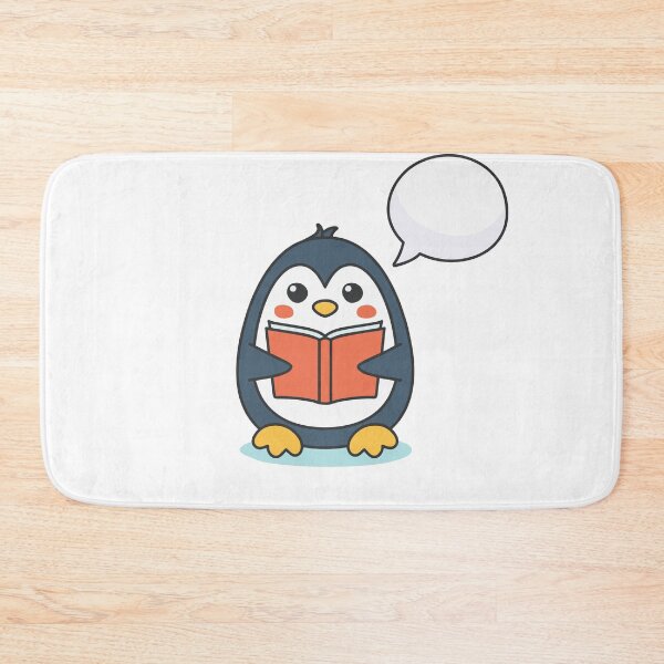 Item preview, cute penguin reading a book with a speech bubble designed and sold by rasagamastore.