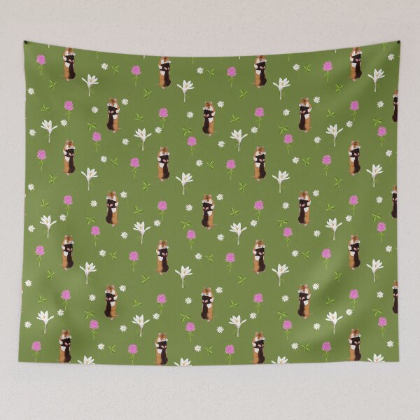 Item preview, European hamster in a flower filled meadow (khaki) designed and sold by Naty Design Prague.