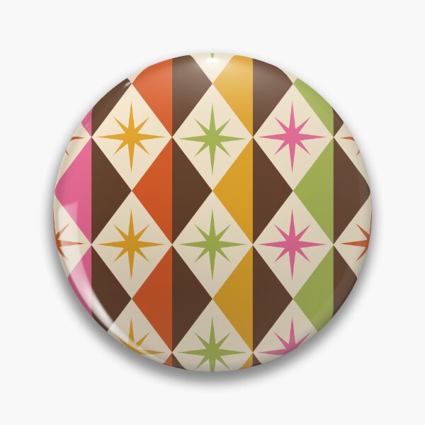 Item preview, Mid Century Colorful Atomic Starbursts With Harlequin Diamonds designed and sold by Yasminepatterns .