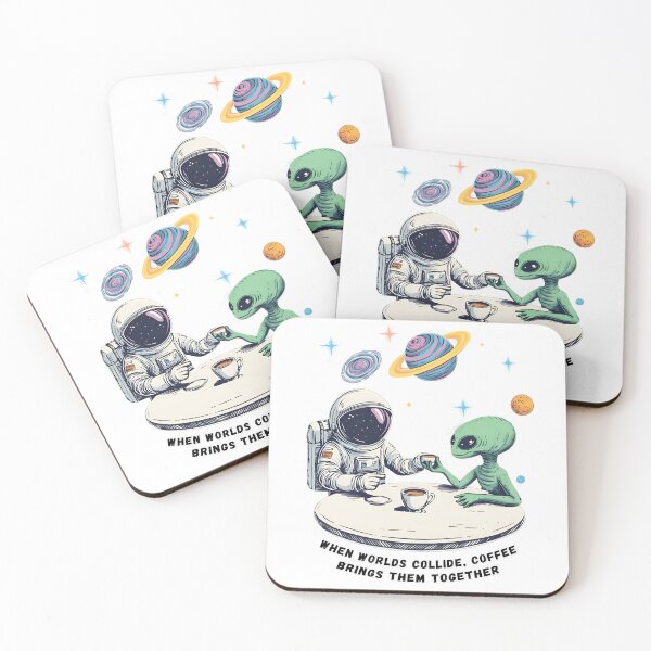 Item preview, An astronaut, an alien and a cup of coffee designed and sold by GGZebra.