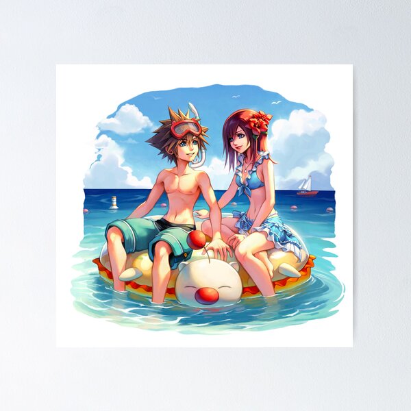 Vista previa del artículo con la obra «Sora y Kairi en la playa.», diseñado y vendido por Lali-Holley.