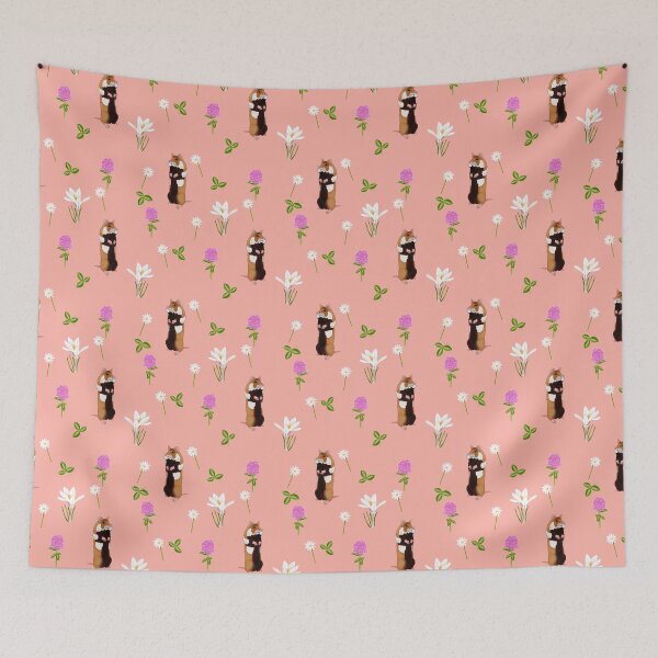 Item preview, European hamster in a flower filled meadow (peach bud) designed and sold by Naty Design Prague.