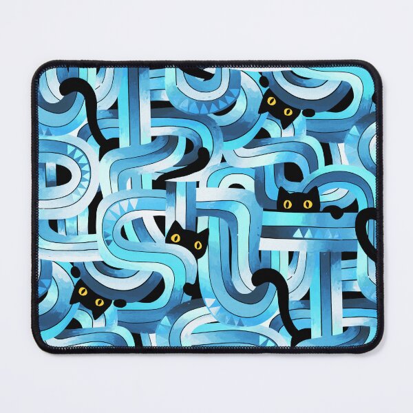 Item preview, Geo Cats Maze in Blue, Black and White designed and sold by micklyn.