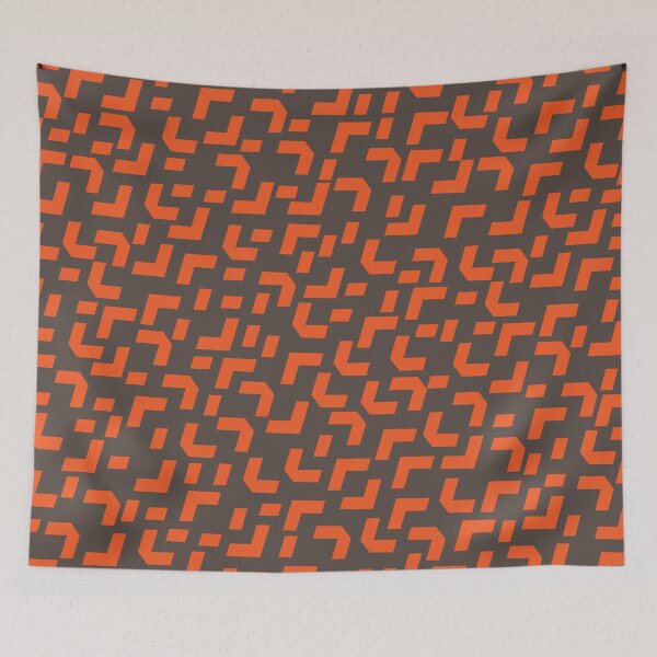 Item preview, Patrón geométrico naranja sobre fondo marrón designed and sold by wonghong.