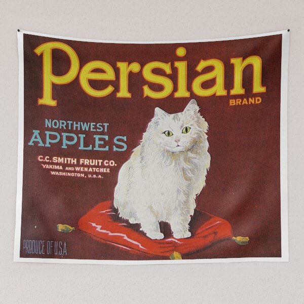 Item preview, Vintage retro advert featuring a Persian cat designed and sold by colliophoto.