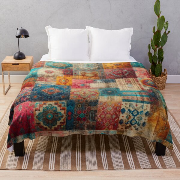 Item preview, Boho Patchwork Magic: Multicolored Distressed Oriental Rug Design designed and sold by Octavia Soldani.