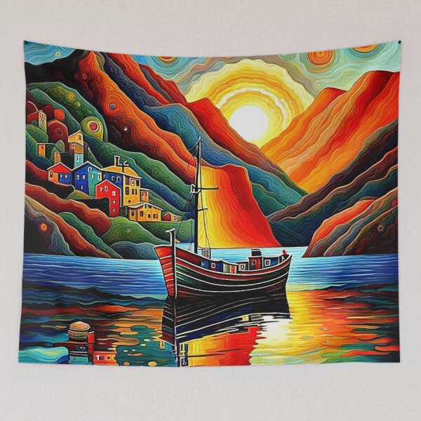 Item preview, Boat in fjord  12 designed and sold by George Hutton Hunter.