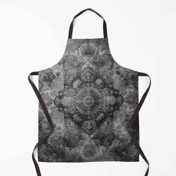 Item preview, Boho Vintage Oriental Rug: Distressed Black and White Floral and Geometric Design designed and sold by Octavia Soldani.