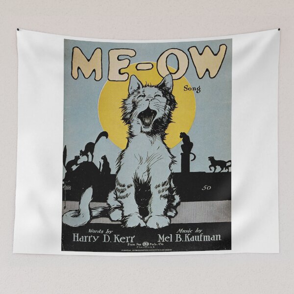 Item preview, Vintage retro advert featuring a cat for song Meow designed and sold by colliophoto.