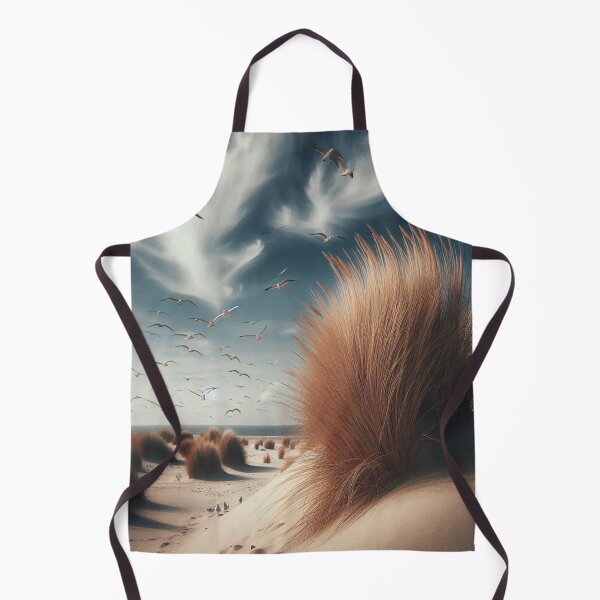 Item preview, Peaceful dune landscape: tufts of grass and seagulls in the sky above a quiet beach designed and sold by FotoworldEdel.