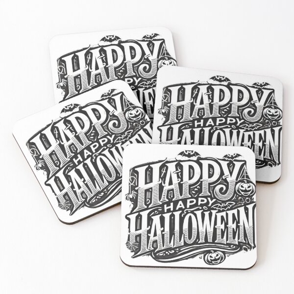 Item preview, Happy Halloween in white and black artwork designed and sold by totsapon14.