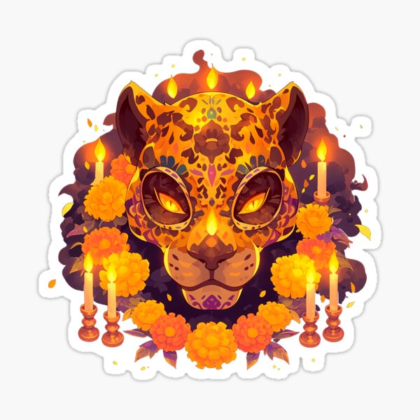Item preview, Jaguar Marigold Fighter: Warrior Spirit of Día de los Muertos designed and sold by MOBUniverse.