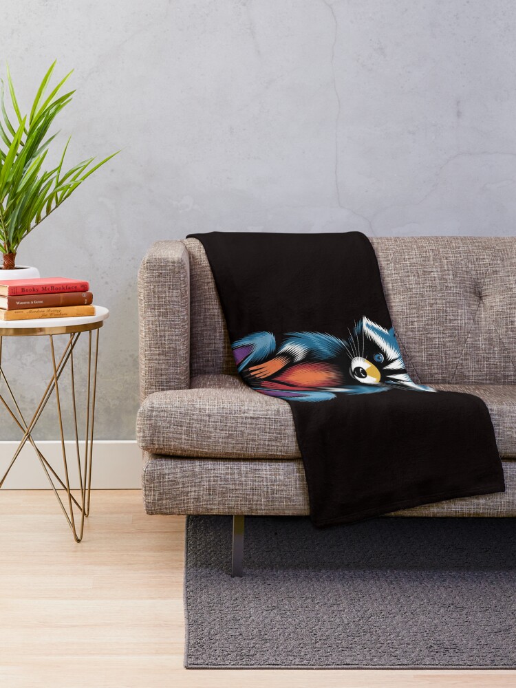 Thumbnail 2 of 6, Throw Blanket, Simple Racoon, Abstract Racoon designed and sold by MichalWeider.