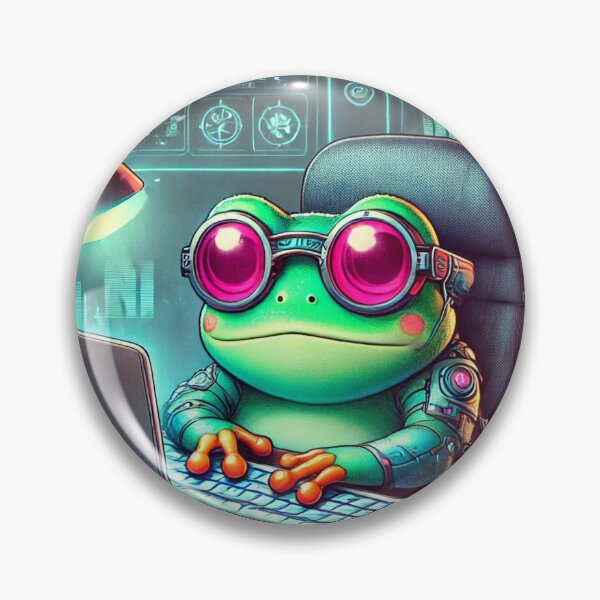 Artikelvorschau, Cyberpunk-Frosch bei der Arbeit entworfen und verkauft von Mjonkey.