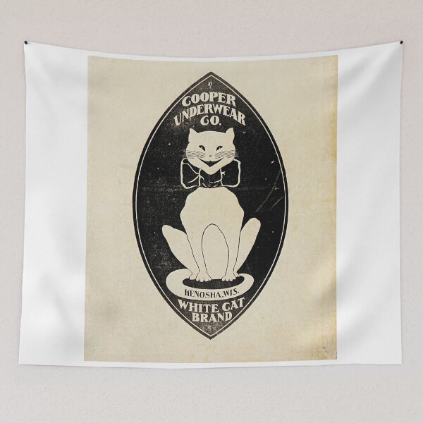 Item preview, Vintage retro advert featuring a white cat designed and sold by colliophoto.