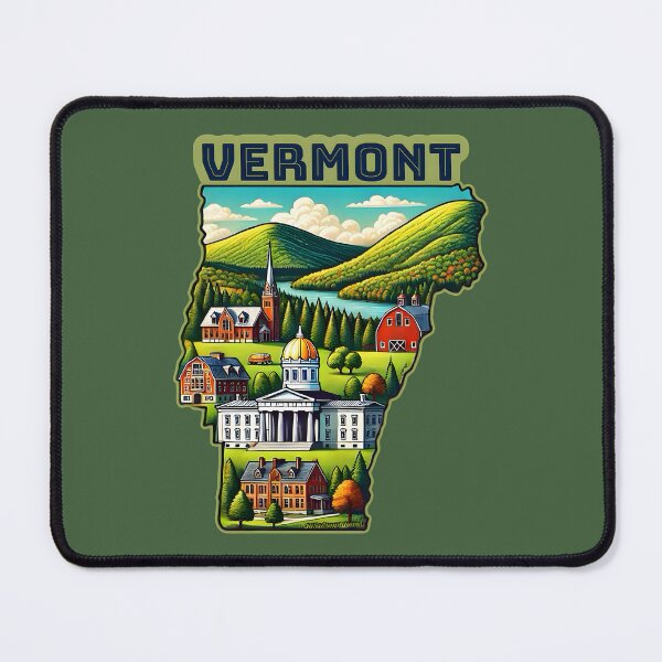 Item preview, Vermont State Map USA Skyline and Landmarks Illustration- travel souvenir art designed and sold by Unitepeople.
