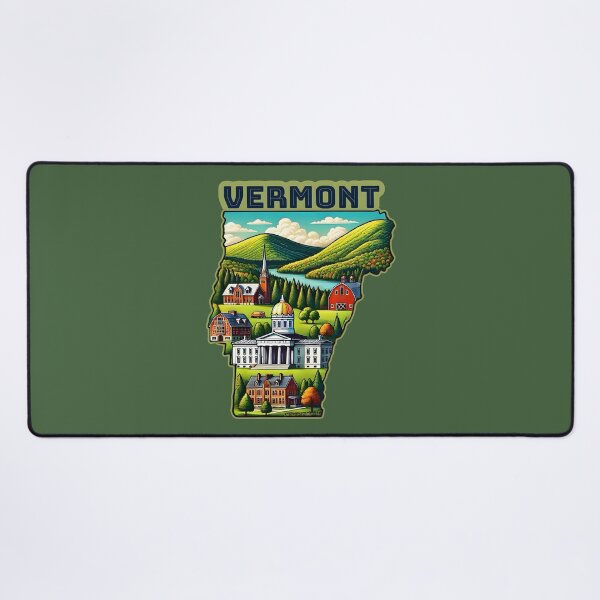 Item preview, Vermont State Map USA Skyline and Landmarks Illustration- travel souvenir art designed and sold by Unitepeople.