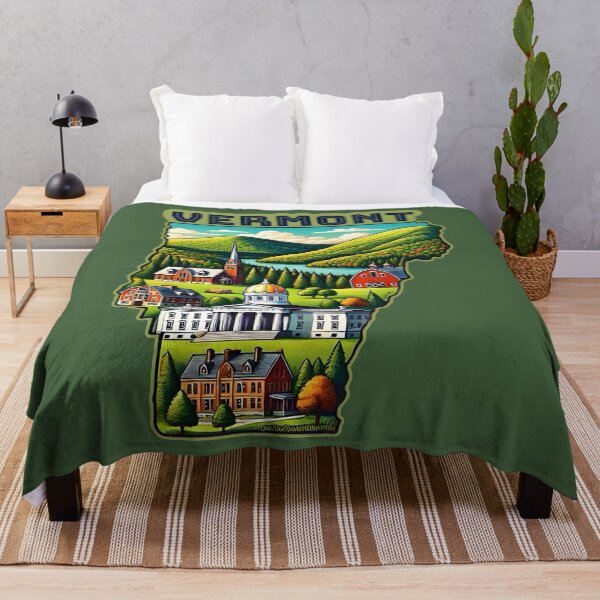 Item preview, Vermont State Map USA Skyline and Landmarks Illustration- travel souvenir art designed and sold by Unitepeople.