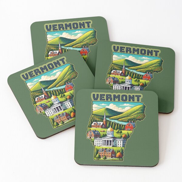 Item preview, Vermont State Map USA Skyline and Landmarks Illustration- travel souvenir art designed and sold by Unitepeople.