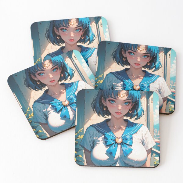 Item preview, Anime Girl with Blue Hair Beautiful Artwork designed and sold by WaifuBrowser.