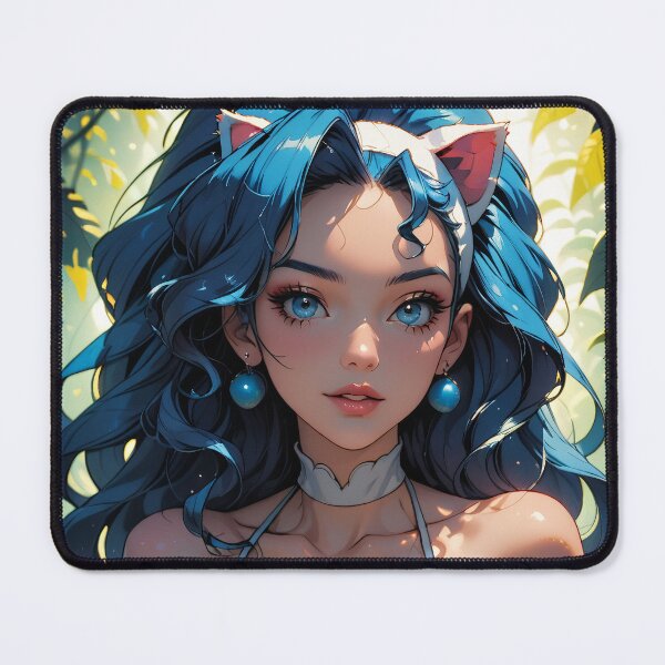 Item preview, Anime Furry Cat Girl with Blue Hair designed and sold by WaifuBrowser.