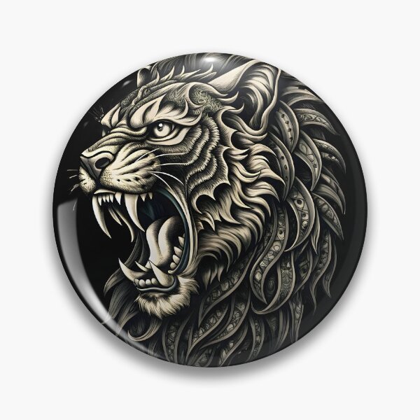 Item preview, Roaring Tiger Head Detailed Illustration Realistic Black White Artistry designed and sold by Rostislav Bouda.