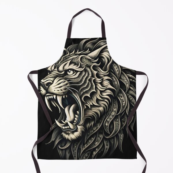 Item preview, Roaring Tiger Head Detailed Illustration Realistic Black White Artistry designed and sold by Rostislav Bouda.