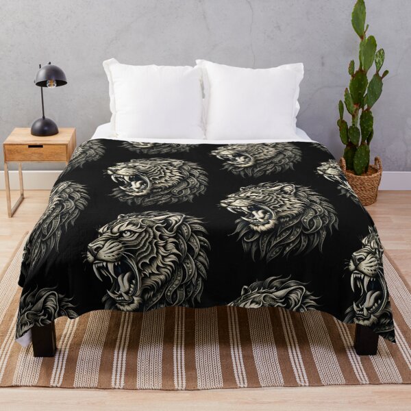 Item preview, Roaring Tiger Head Detailed Illustration Realistic Black White Artistry designed and sold by Rostislav Bouda.