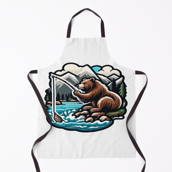 Item preview, Majestic forest bear fishing in a mountain river. Don't leave your fishing rod alone! designed and sold by KreaDesignOne.