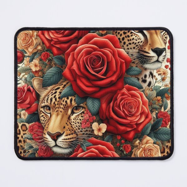 Item preview, Leopard and Red roses floral animal print designed and sold by Neeshki.