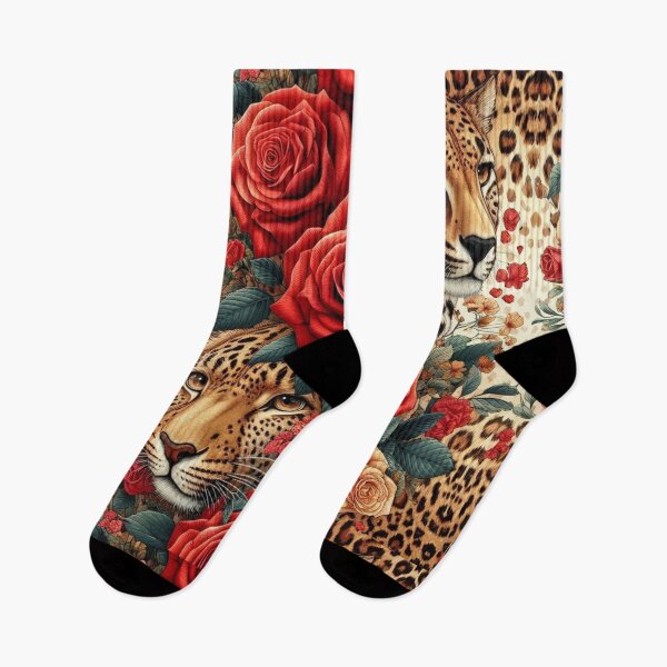 Item preview, Leopard and Red roses floral animal print designed and sold by Neeshki.