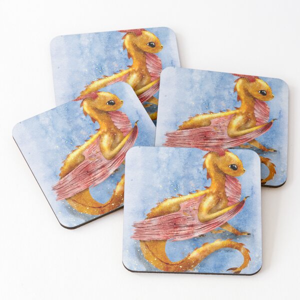 Item preview, Cute Rose Gold Watercolor Dragon designed and sold by SketchyHeart.
