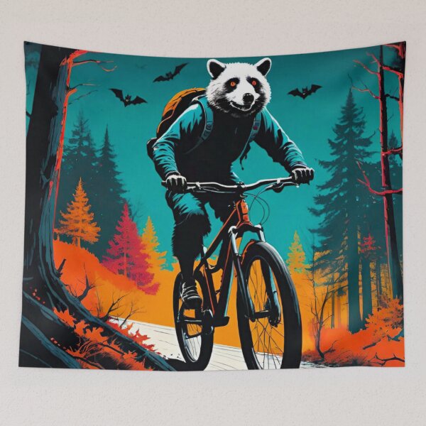 Item preview, Spooky MTB Riding Animals in a Dark and Eerie Halloween Forest designed and sold by GrizzlyCollective.