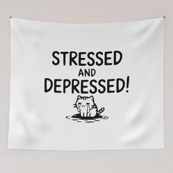 Item preview, Stressed And Depressed Cat! White And Black designed and sold by PMCreative.